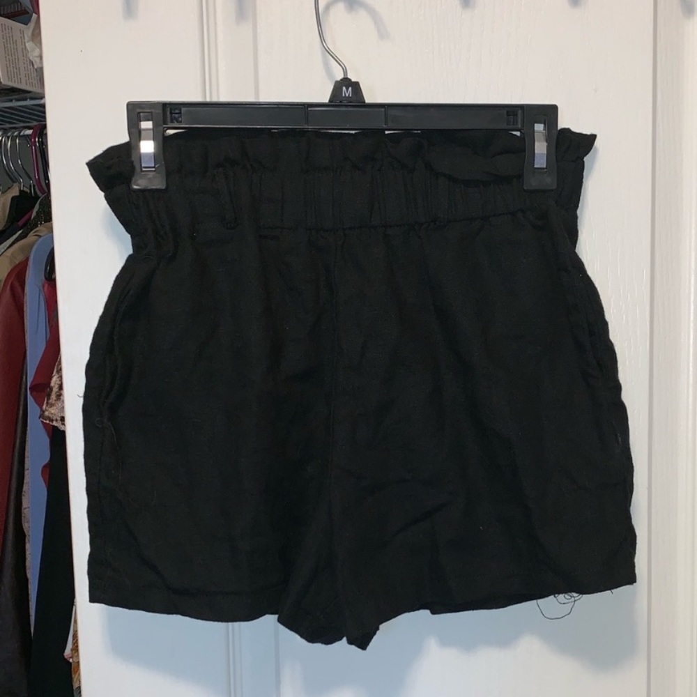 Black paper bag shorts